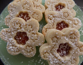 Butter Sugar Cookie with Apricot Jam 1 dozen heavenly soft-Blonde Jammies for Her, birthdays, tea parties, in special shapes