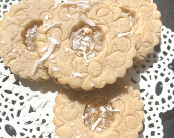 Pineapple Ginger Jammie Cookies: Coconut Butter Sugar Cookies, 1 Dozen
