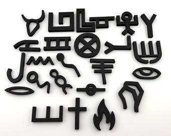 Lettres de l'alphabet hébreu paléo - Ensemble complet de symboles hébreux anciens