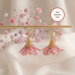 Crochet Lacy Lily Earrings Pattern, PDF Tutorial, Handmade Micro Flower Dangle