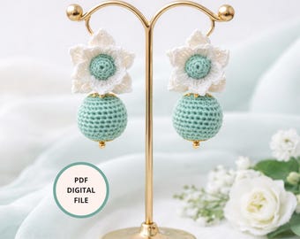 Wzór na szydełkowe kolczyki Mint Bloom, poradnik tworzenia biżuterii w stylu boho z kwiatami (PDF)