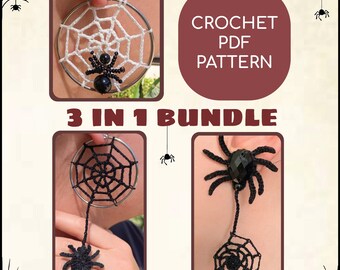 3in1 Bundle Crochet Halloween Spider Earrings PDF Tutorial