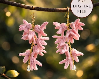 Patrón de pendientes de jacinto a crochet / Joyas colgantes DIY (Tutorial en PDF)