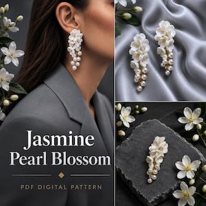 Fint virkat mönster med jasminpärlblommor, handledning för mikroblommor i PDF-format, steg-för-steg-guide för blomstersmycken