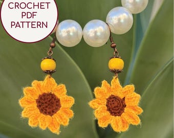 Micro Crochet Sunflower Earrings PDF Pattern: DIY Boho Jewelry Guide