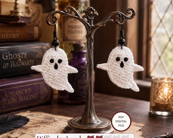 Crochet Spooky Ghosts Earrings, Halloween Autumn Magic Jewerly Tutorial PDF Pattern