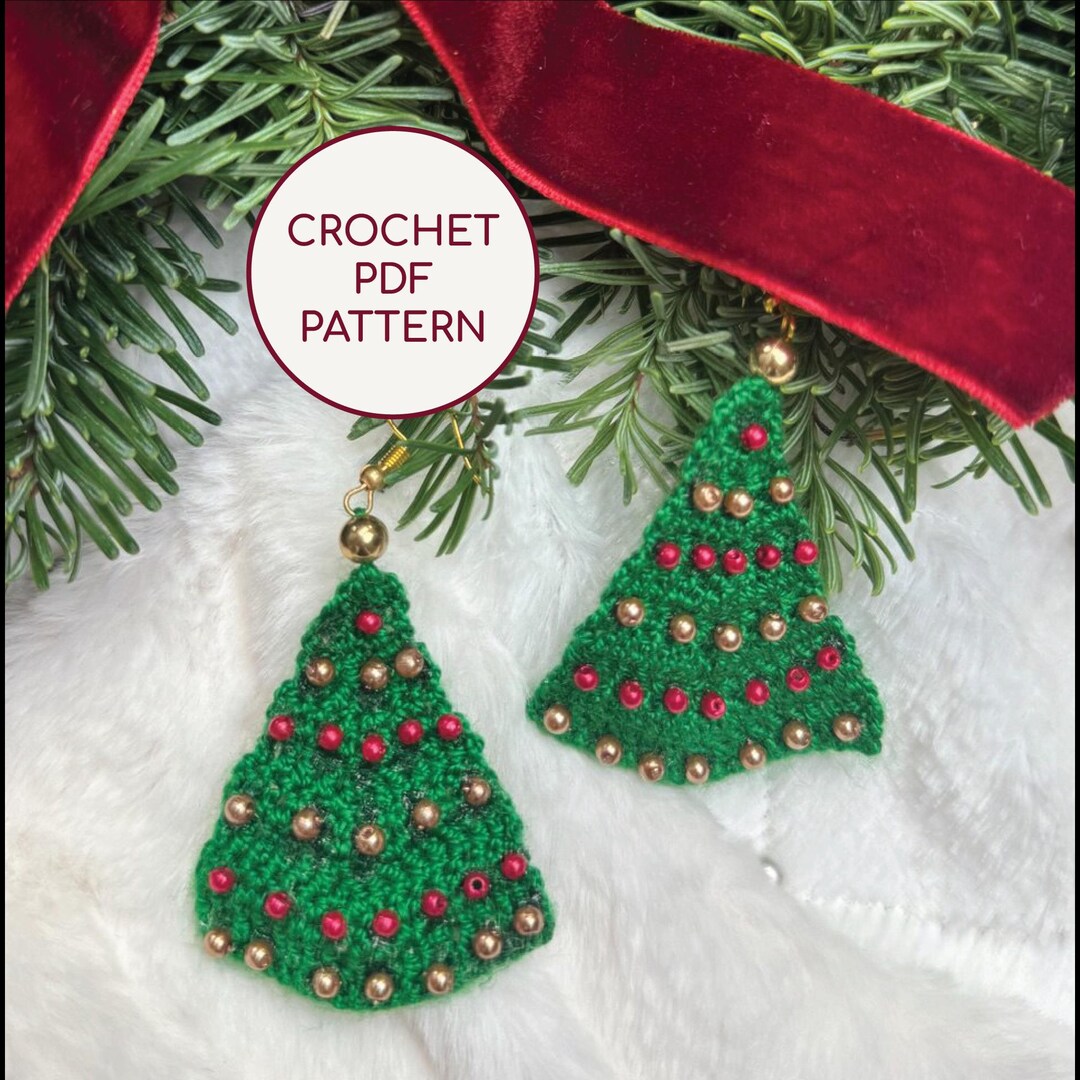 CROCHET PATTERN Mini Christmas Tree Earrings PDF Tutorial: Diy Digital ...