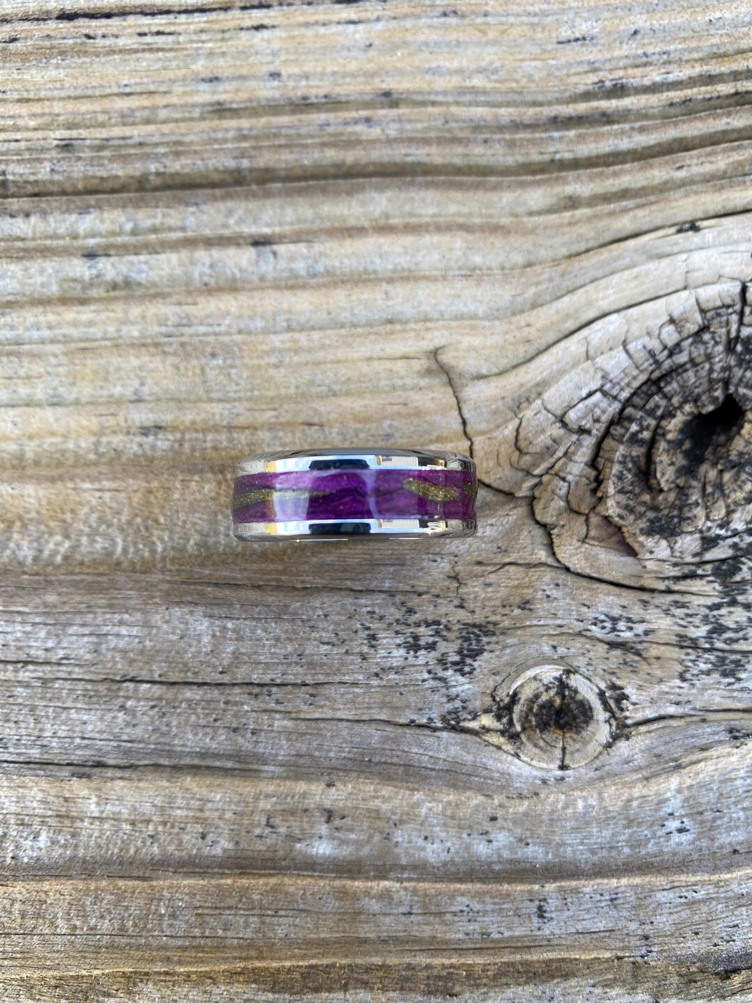 Purple Resin Inlay Ring – Amethyst Inspired Band, Stainless Steel ...