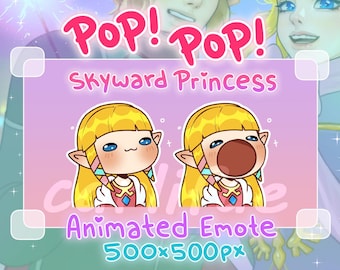 Princess Zelda Pop Cat Emote | Legend of Zelda Skyward Sword Animated Emote for Twitch, Discord, PNGtuber, Cute Streaming Sticker