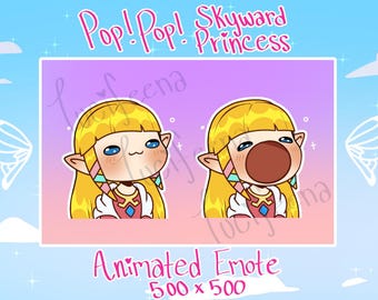 Prinzessin Zelda Pop Katze Emote | Legend of Zelda Skyward Sword Animiertes Emote für Twitch, Discord, PNGtuber, Niedlicher Livestream Aufkleber
