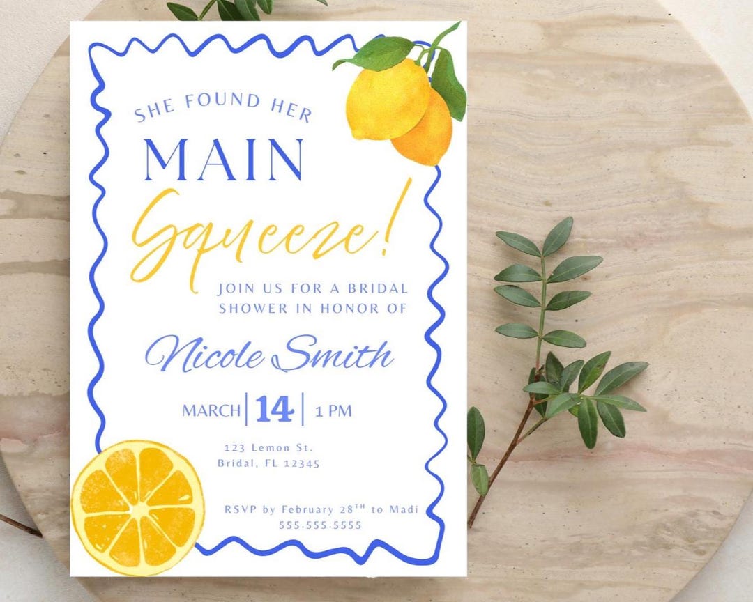 She Found Her Main Squeeze Bridal Shower Invitation Template | Lemon ...