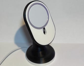 Retro-Futurist MagSafe Stand – 3D Printed Charger Case - Charger Not Included