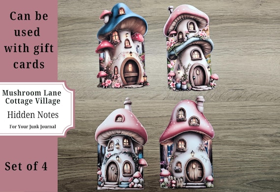 Fairy Cottage Hidden Notes | Printable House Ephemera for Junk Journal or Gift Cards | Mushroom Lane Village