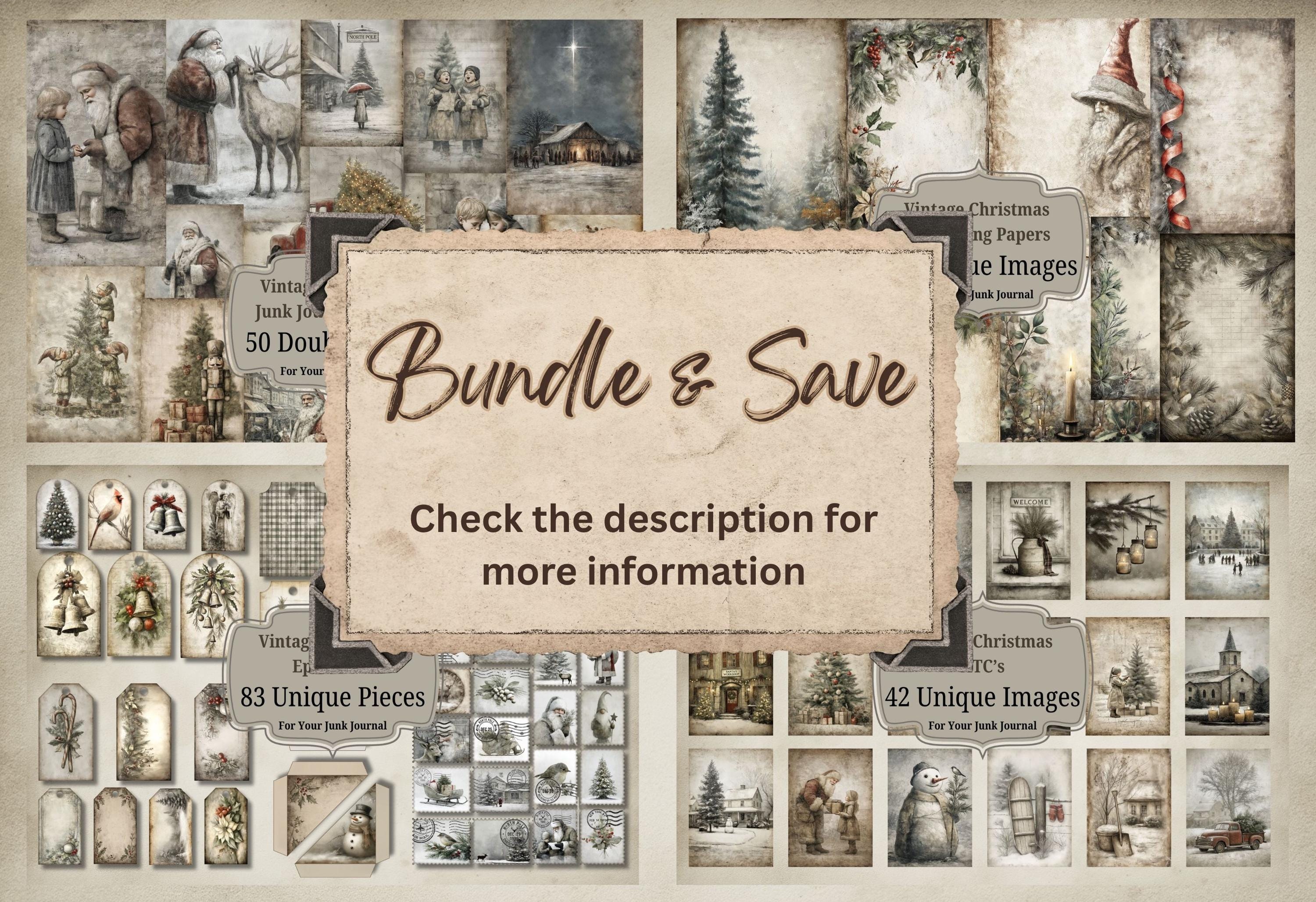 Vintage Christmas ATC Cards for Junk Journals With Rustic Farmhouse ...