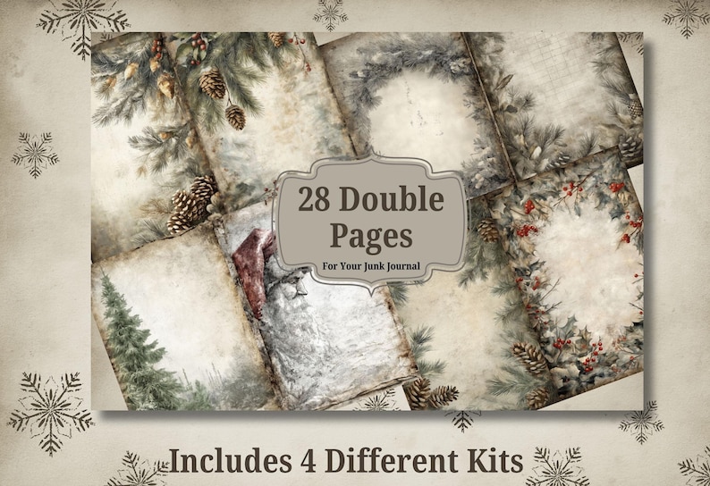 Vintage Christmas Junk Journal Kit, Rustic Farmhouse Style (digital ...