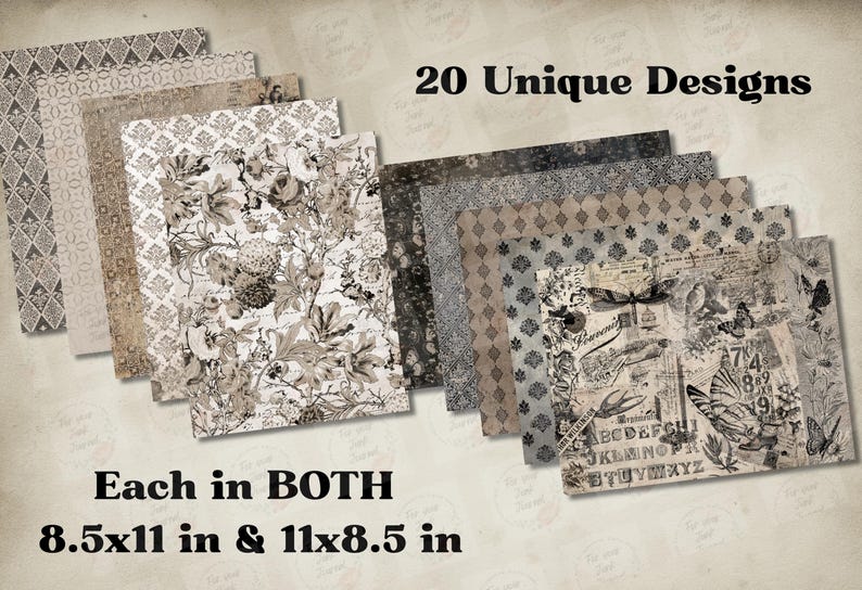Distressed Grunge Neutral Victorian Junk Journal Paper Pack – 20 ...