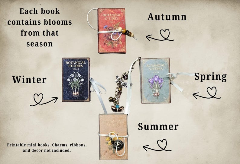 The Seasonal Bloom Mini Book Collection – Floral Ephemera, Miniature ...