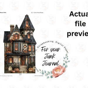 Halloween Junk journal Folio Kit: Printable Haunted House, Interactive Junk Journal with 53 Ephemera Pieces, Digital Download image 14