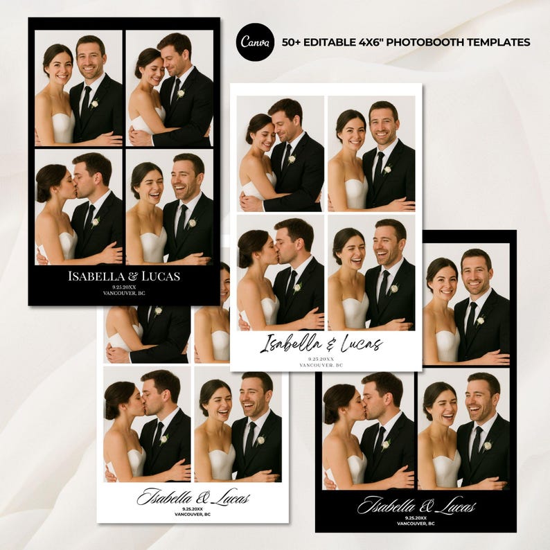 Black & White Photobooth Templates: Modern Minimal 4-photo Layout ...