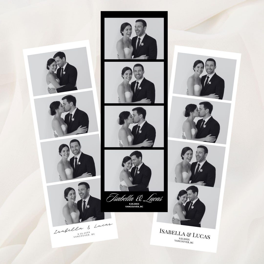 50+ Black & White Photobooth Templates Modern Minimal 2x6 Strip