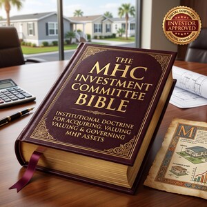 May include: A hardcover book titled "The MHC Investment Committee Bible" with gold lettering and a burgundy cover. The book is open with a burgundy ribbon bookmark. A "Digital Download" seal is in the upper right corner.