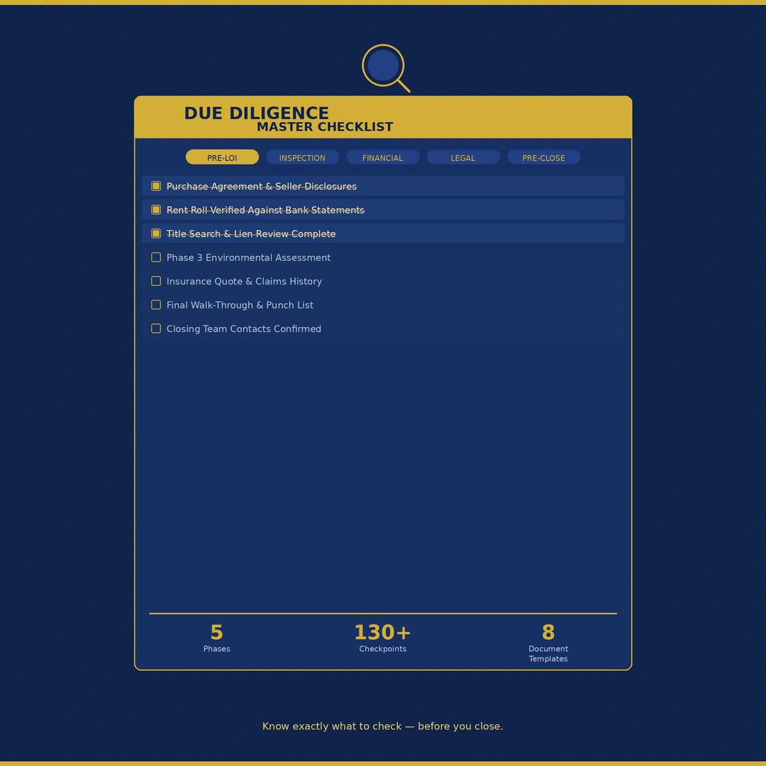 Real Estate Due Diligence Checklist | Rental Property Buyer Template ...