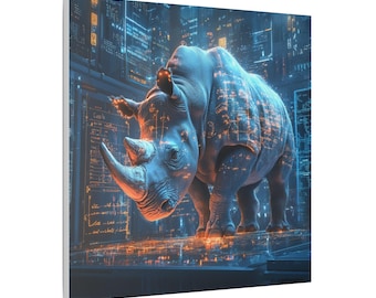 Sci-Fi Rhino Canvas Art | Futuristic Galaxy Universe Wall Decor