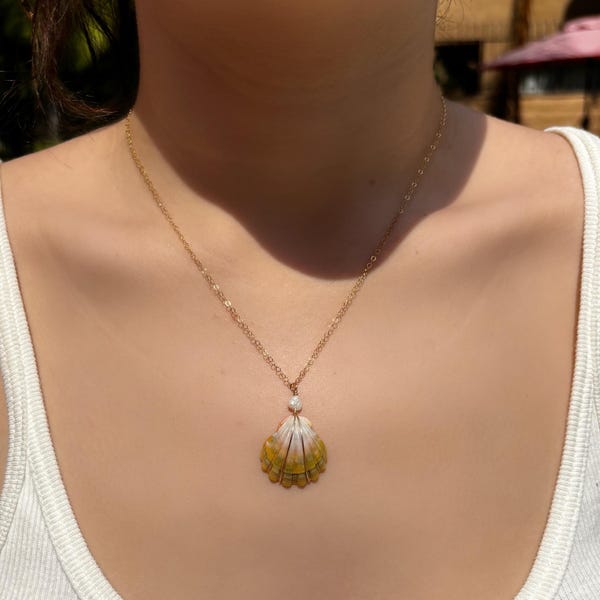 Hawaiian Sunrise shell on gold filled necklace