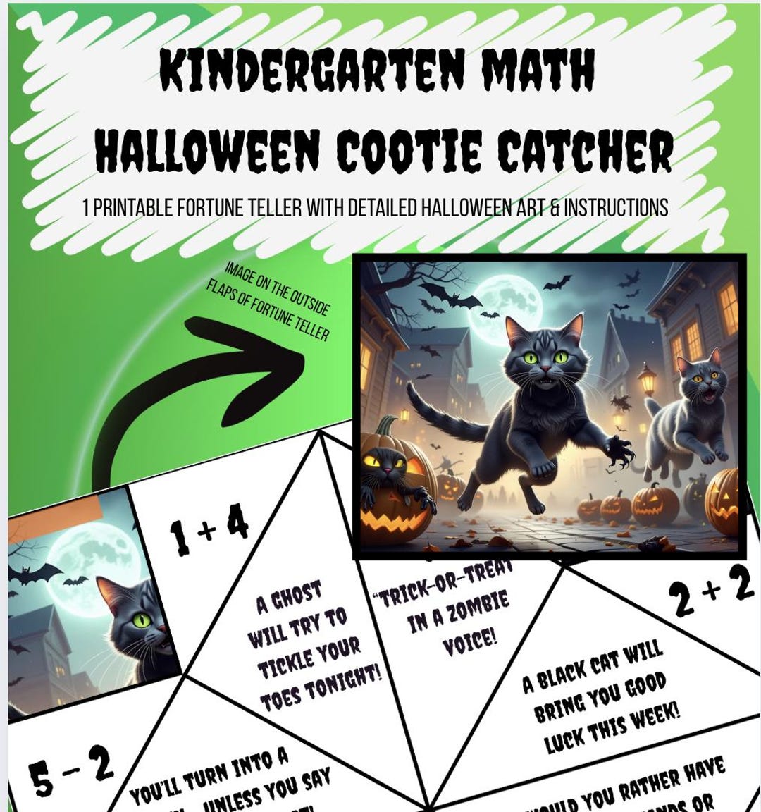 Halloween Math Cootie Catcher: Kindergarten Addition & Subtraction ...