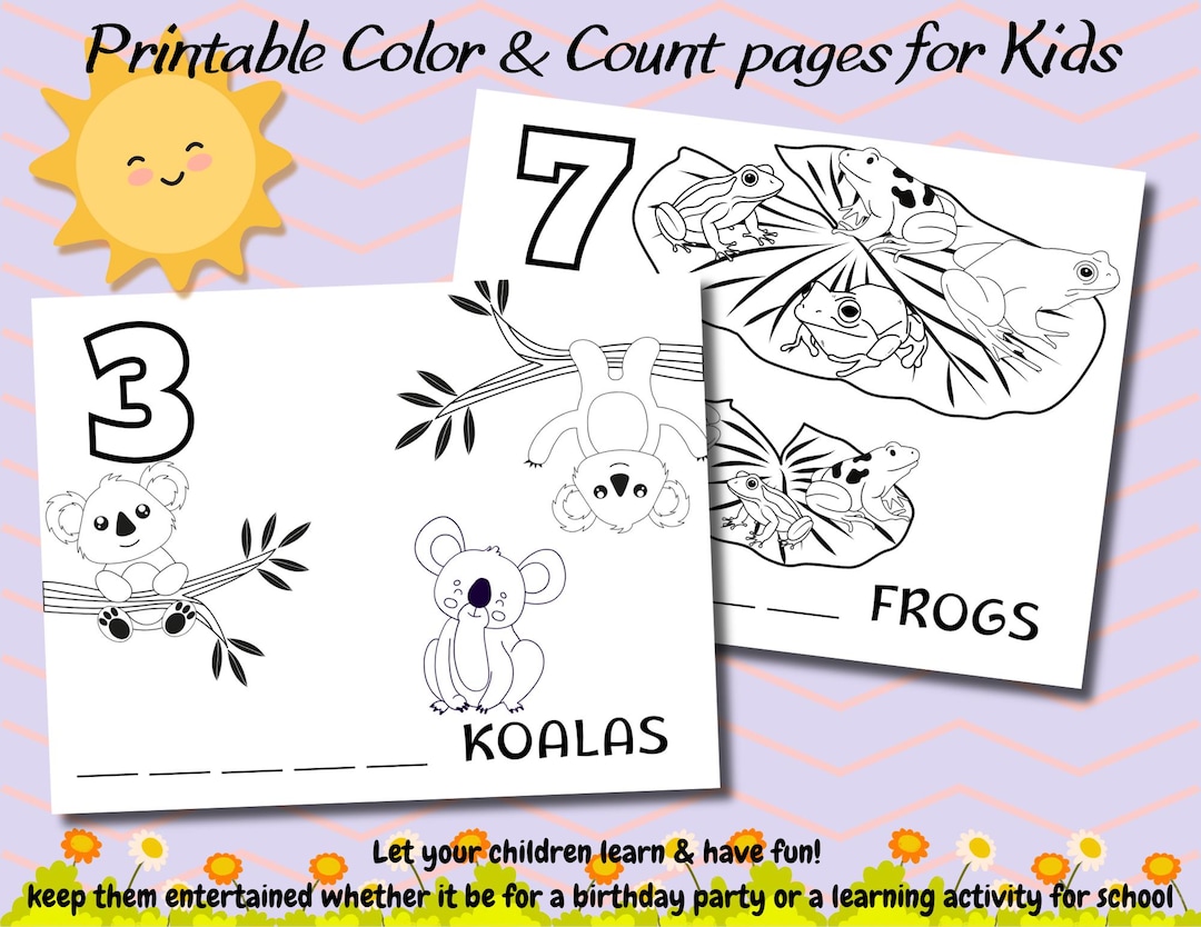 Color & Count for Kids - Printable Coloring Pages - Count to TEN - Etsy