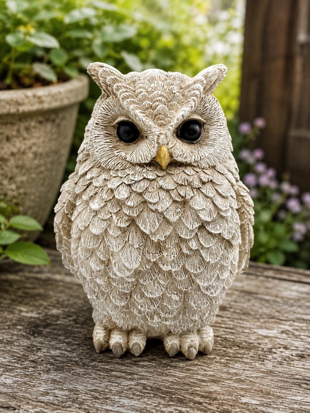 Handmade Concrete Owl Figurine | Rustic Desk Decor
