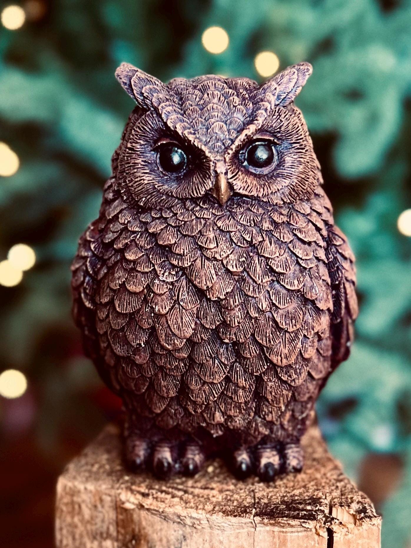 Handmade Concrete Owl Figurine | Rustic Desk Decor