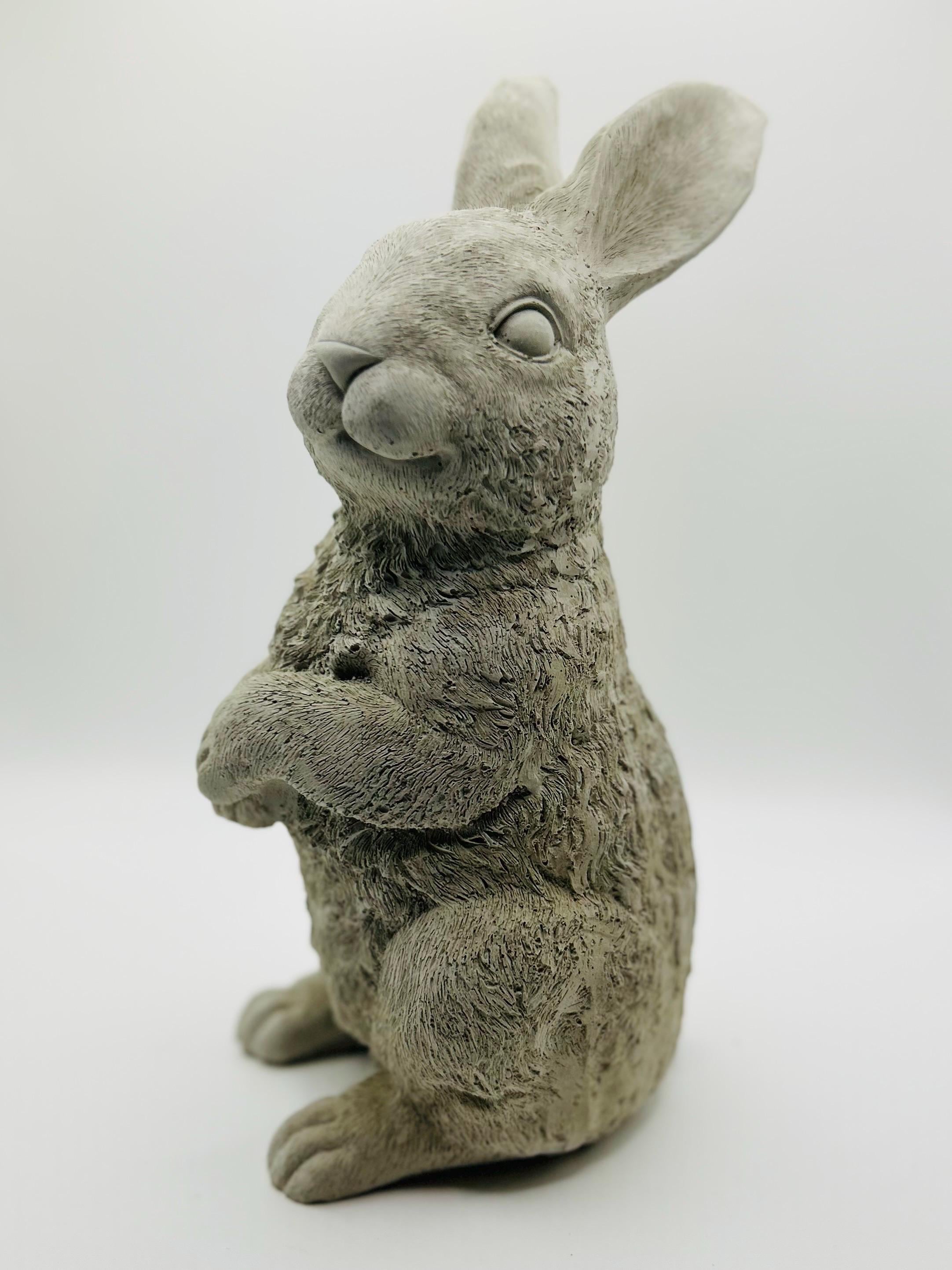 Concrete Rabbit – Stone Finish Bunny Statue – Paintable Fairy Garden ...