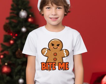 Bite Me Gingerbread Man, png, grappig kerstontwerp (digitale download)
