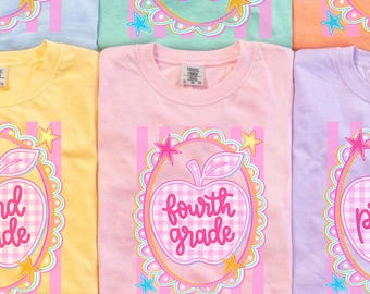 Custom Grade Level Teacher Shirt, Personalized Teacher Tee, Pre-K Kindergarten First Second Third Fourth Grade Teacher Shirt