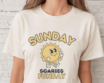 Söndags-T-shirt med roligt tema: Retro Visslande Sol-grafik, unisex helgt-T-shirt