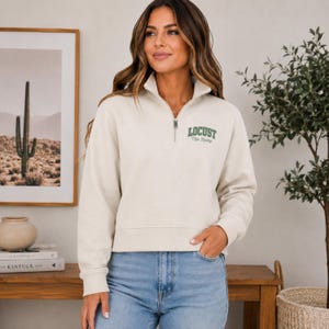 Personalized Teacher Nurse Quarter Zip Pullover | Custom School Staff Sweatshirt with Name | DTF Logo French Terry | Team Work Uniform