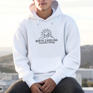 North Carolina Mountain Strong Hoodie | Western NC Sweatshirt | Gildan® Unisex Pullover | Appalachian Mountains Gift White