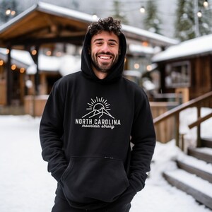 North Carolina Mountain Strong Hoodie | Western NC Sweatshirt | Gildan® Unisex Pullover | Appalachian Mountains Gift Black
