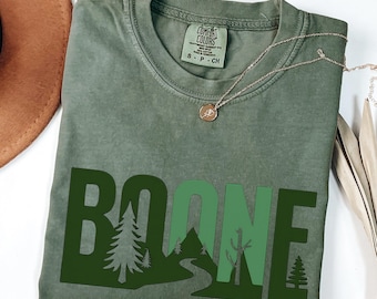 Boone vandrings-T-shirt: Komfortfärger utomhus-T-shirt, NC Adventure