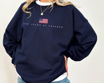 Felpa per i 250 anni di libertà, girocollo patriottico, felpa con bandiera americana, maglietta per il 250° anniversario degli Stati Uniti, pullover minimalista per il 4 luglio