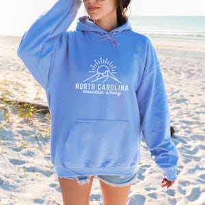 North Carolina Mountain Strong Hoodie | Western NC Sweatshirt | Gildan® Unisex Pullover | Appalachian Mountains Gift Carolina Blue