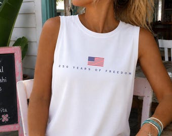 Camiseta sin mangas America 250 / Camiseta sin mangas 250 años de libertad / Camiseta sin mangas Patriotic Comfort Colors 9360 / Camiseta del 250 aniversario de EE. UU.