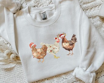 Funny Christmas Hens Crewneck: Farmhouse Holiday Sweatshirt