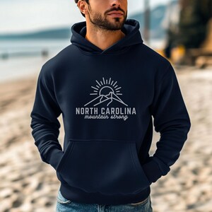 North Carolina Mountain Strong Hoodie | Western NC Sweatshirt | Gildan® Unisex Pullover | Appalachian Mountains Gift Navy