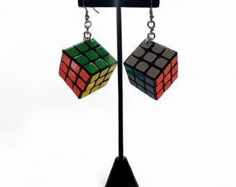 Functioning Puzzle Rubik Cube Earrings