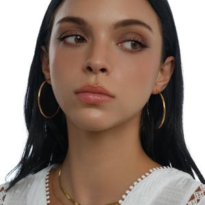 Grandes créoles bohèmes en plaqué or 18 carats, boucles d'oreilles moyennes en plaqué or 18 carats, créoles fines, boucles d'oreilles en or, plaqué or 18 carats, boucles d'oreilles bohèmes, créoles en or