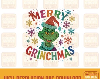 Merry Grinchmas Glitter Grinch Artwork for Apparel and Crafts