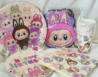 Bunny Kinderen Verjaardagsfeestje Benodigdheden Borden Banner Kopjes Servetten Folie Ballonnen Taart Cupcake Toppers Stickers Feestartikelen