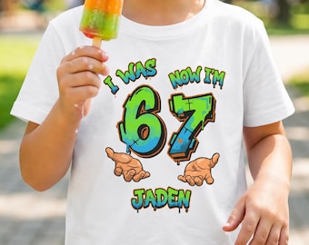 Camiseta "Tenía 6, ahora tengo 7", Camiseta con meme para el séptimo cumpleaños de niños, Camiseta temática para fiesta de cumpleaños, Conjunto para fiesta de cumpleaños de seis o siete años